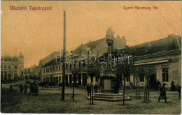 T2/T3 1907 Tapolca, Szentháromság Tér és Szobor, Szálloda és étterem. No. 832. Weisz József Kiadása (W.L. ?) (apró Szaka - Non Classés