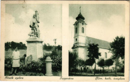 T2/T3 1931 Tiszanána, Római Katolikus Templom, Hősök Szobra, Emlékmű. Hangya Szövetkezet Kiadása (EK) - Zonder Classificatie