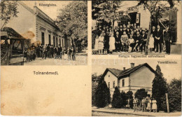 T2/T3 1931 Tolnanémedi, Községháza, Vasútállomás, Hangya üzlete és Saját Kiadása (fl) - Unclassified