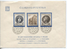 Tschechoslowakei # 833-5 Ersttagsstempel Briefstück Nationaltheater Emmy Destinn Eduard Vojan - Storia Postale