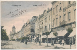 T2/T3 1906 Arad, Andrássy Tér, Kilényi, Weinberger János, Singer Sándor, Guttmann és Berger és Grallert J. és Fia üzlete - Non Classés