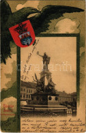 T2/T3 1906 Arad, Vértanú Szobor. Szecessziós Litho Keret Címerrel / Martyrs' Monument. Art Nouveau Litho With Coat Of Ar - Non Classificati