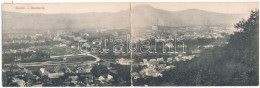 T3 1912 Beszterce, Bistritz, Bistrita; Látkép. 2-részes Kihajtható Panorámalap / General View. 2-tiled Folding Panoramac - Non Classificati