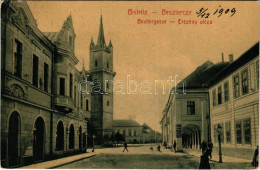 T2/T3 1909 Beszterce, Bistritz, Bistrita; Beutlergasse / Erszény Utca. No. 398. (W.L. ?) M. Haupt Kiadása / Street View  - Ohne Zuordnung