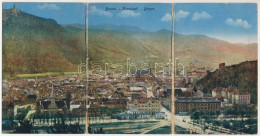 T3/T4 1917 Brassó, Kronstadt, Brasov; 3-részes Kihajtható Panorámalap. / 3-tiled Folding Panoramacard (r) - Unclassified