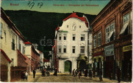 T4 1917 Brassó, Kronstadt, Brasov; Zwirngasse Mit Nationalbank / Cérna Utca, Nemzeti Bank, Schicht Szappan, J. Obendorfe - Non Classés