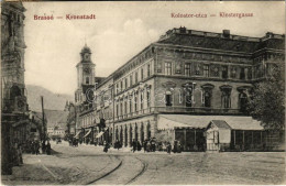 T2 1913 Brassó, Kronstadt, Brasov; Kolostor Utca, Transilvania étterem és Kávéház / Klostergasse / Street, Restaurant An - Unclassified