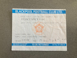 Blackpool V Portsmouth 1992-93 Match Ticket - Biglietti D'ingresso