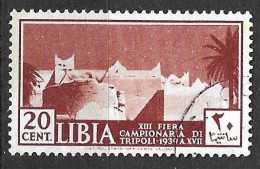 LIBIA - 1939 - 13° FIERA DI TRIPOLI - CENT. 20 - USATO (YVERT 75 - MICHEL 98 - SS 159) - Libya