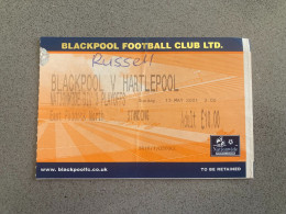 Blackpool V Hartlepool United 2000-01 Match Ticket - Biglietti D'ingresso