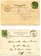 COB 56 SIMPLE CERCLE RELAIS A ETOILES BRASSCHAET (POLYGONE) SUR CARTE POSTALE + MEME OBLITERATION EN ARRIVEE, 1903 - Bolli A Stelle