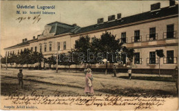 * T2/T3 1904 Lugos, Lugoj; M. Kir. Honvéd Laktanya. Auspitz Adolf Kiadása / K.u.K. Military Barracks (EK) - Unclassified