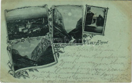 T2/T3 1899 (Vorläufer) Nagyenyed, Aiud; Látkép, Sétatéri Síremlék, Este / General View, Monument, Night. Art Nouveau, Fl - Ohne Zuordnung
