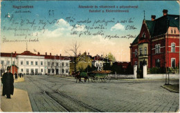 T3 1915 Nagyszeben, Hermannstadt, Sibiu; Állomás Tér és Villamosmű A Pályaudvarral, Vasútállomás. Vasúti Levelezőlapárus - Zonder Classificatie