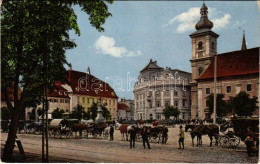 ** T1/T2 Nagyszeben, Hermannstadt, Sibiu; Grosser Ring / Tér, Lovashintók. Karl Graef Kiadása / Square, Horse Chariots - Zonder Classificatie