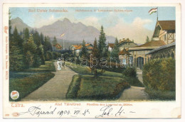 T2/T3 1904 Alsótátrafüred, Unter-Schmecks, Dolny Smokovec (Magas-Tátra, Vysoké Tatry); Fürdőház és Lomnici Csúcs. Feitzi - Zonder Classificatie