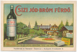 ** T2/T3 Csíz, Csízfürdő, Kúpele Cíz; Jód-bróm-fürdő és Forrásvíz Reklámlap / Iodine-bromine Spa Advertising Card (non P - Sin Clasificación