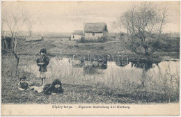 T2/T3 Dimvár, Dimburg, Dimburk, Suchohrad; Cigánytanya A Falu Szélén. Wiesner Alfred Kiadása / Zigeuner-Ansiedlung Bei D - Ohne Zuordnung