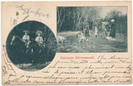 T2/T3 1904 Kövecses, Strkovec; úri Gyerekek Lovon, Vadászat / Children On Horses, Hunting (fl) - Unclassified