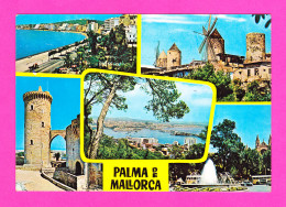 E-Espagne-299P PALMA DE MALLORCA, Multivues, Les Fortifications, La Plage, Place, Les Moulins, BE - Palma De Mallorca