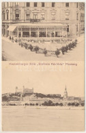 T2/T3 1914 Pozsony, Pressburg, Bratislava; Hackenberger Béla "Stefánia Kávéháza", Vár / Cafe And Castle (EK) - Ohne Zuordnung