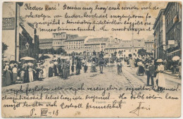 T3 1904 Pozsony, Pressburg, Bratislava; Vásártér, Szálloda Az Arany Szarvashoz, üzletek / Marktplatz / Market, Hotel, Sh - Unclassified