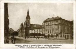 T2 1918 Pozsony, Pressburg, Bratislava; Hal Tér, Zsinagóga, Koronázási Templom, Korzó Kávéház / Synagogue, Church, Cafe - Unclassified