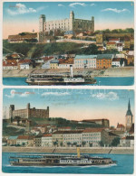 1915 Pozsony, Pressburg, Bratislava; Vár és "WIEN" Gőzös - 2 Db Régi Képeslap / Castle And Steamships - 2 Postcards - Unclassified