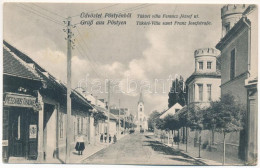 * T2/T3 1916 Pöstyén, Piestany; Tüköri Villa, Ferenc József út, Mészáros Tivadar üzlete / Villa, Street View, Shop (Rb) - Ohne Zuordnung