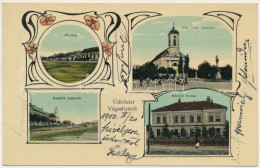 T2/T3 1910 Vágsellye, Schelle, Sala Nad Váhom; Fő Utca, Római Katolikus Templom, Kossuth Lajos Tér, Mérnöki Hivatal. Kol - Non Classés
