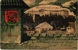 T2/T3 1905 Ungvár, Uzshorod, Uzhorod; Vár. Feuerlicht Testvérek Kiadása. Szecessziós Címeres Litho Montázs / Castle. Art - Zonder Classificatie