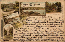 * T2/T3 1894 (Vorläufer!!!) Abbazia, Opatija; Villa Angiolina, Abbazia Von Süd, Palmengruppe, Fr. Schüler-Strandweg, Bru - Non Classés