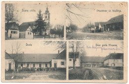 * T3 1912 Berzétemonostor, Nustar; Zupna Crkva, Skola, Fvor Grofa Khuena / Plébániatemplom, Iskola, Fő Utca, üzlet, Khue - Non Classés