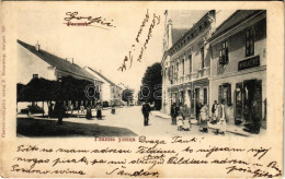 T2/T3 1908 Goszpics, Gospic; Fő Utca, M. Kolacevic üzlete / Main Street, Shop (EK) - Ohne Zuordnung