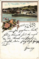 T3 1896 (Vorläufer) Ika, Ica (Abbazia, Opatija); Gruss Aus... Louis Glaser Art Nouveau, Floral, Litho (fa) - Non Classés