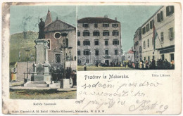 T2/T3 1901 Makarska, Kacica Spomenik, Ulica Listona / Monument, Street, Shops (EK) - Zonder Classificatie