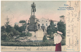 T2 1904 Pola, Pula; Tegetthoff Denkmal. K.u.k. Keriegsmarine / Monument. Dep. A. Bonetti Montage - Non Classificati