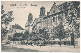 T2/T3 1915 Újvidék, Novi Sad; Izraelita Templom, Zsinagóga, Villamos / Street View, Synagogue, Tram (EK) - Non Classés