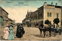 * T2/T3 1905 Versec, Werschetz, Vrsac; Városház Tér. Özv. Kirchner J. E. Kiadása. Montázs Lovaskocsival és Hölgyekkel /  - Sin Clasificación