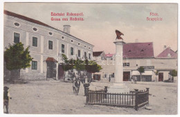 T2/T3 1909 Rohonc, Rechnitz; Fő Tér, Szobor, Schönwald Mór üzlete. W.L. Bp. 2388. Stelczer Adolf Kiadása / Hauptplatz, D - Ohne Zuordnung