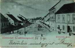 T3 1899 (Vorläufer) Csáktornya, Cakovec; Zalaújvári Utca Este. Fischel Fülöp (Strausz Sándor) Kiadása / Street At Night  - Ohne Zuordnung