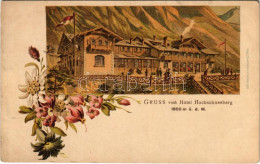 * T2/T3 Hochschneeberg, Gruss Vom Hotel Hochschneeberg. Art Nouveau, Floral, Litho (EK) - Ohne Zuordnung