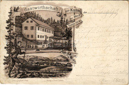 T2/T3 1899 (Vorläufer) Kulm Bei Weiz (Steiermark), Rest House. Lith. V. Leykam. Verlag V. Franz Zidtek Art Nouveau, Flor - Ohne Zuordnung