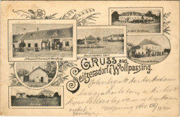 T2/T3 1900 Seitzersdorf-Wolfpassing, H. Eder's Gasthaus, Dreifaltigkeits Platz, Milchkasino, Johann Schwanzer' Handlung, - Ohne Zuordnung