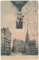 * T2/T3 1912 Wien, Vienna, Bécs; Montage With Hot Air Balloon, Lady And Gentleman (EK) - Zonder Classificatie