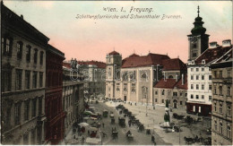 T2/T3 1908 Wien, Vienna, Bécs; Freyung, Schottenpfarrkirche Und Schwanthaler Brunnen, Apotheke / Parish Church, Fountain - Ohne Zuordnung