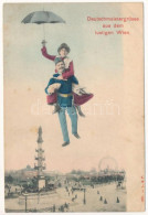 * T2/T3 1906 Wien, Vienna, Bécs; Deutschmeistergrüsse Aus Dem Lustigen Wien. Prater / Amusement Park. Montage With K.u.K - Non Classés