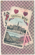 T2/T3 1907 Wien, Vienna, Bécs; Gruss Aus Wien. Rathaus, Hofburg, Burgwache-Ablösung. E.B.W.I. Lederer & Popper / Town Ha - Unclassified
