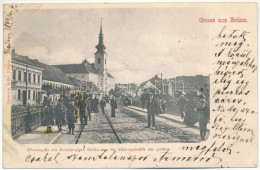 T3 1899 (Vorläufer) Brno, Brünn; Wienergasse Mit Barmherzigen Kloster Von Der Schwarzabrücke Aus Gesehen / Steet View, C - Non Classificati