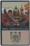 T2/T3 Praha, Prague, Prága; Chrám Ssv. Mikuláse / St. Nicholas Church, Coat Of Arms. V. Nenbert. Litho S: Ant Brunner - Unclassified